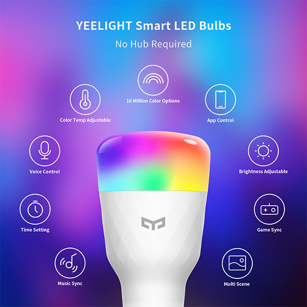 Bombilla inteligente LED Yeelight 1S, Dimabil, Wi-Fi, E27
