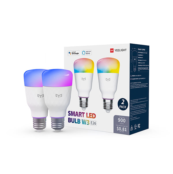 YEELIGHT Smart Bulb W3 Color, Smart Bulbs That Work with Alexa & Google  Home, Razer Chroma, A19 RGBW LED WiFi Light Bulbs No Hub Required, 60W  Equivalent 900LM CRI>80 